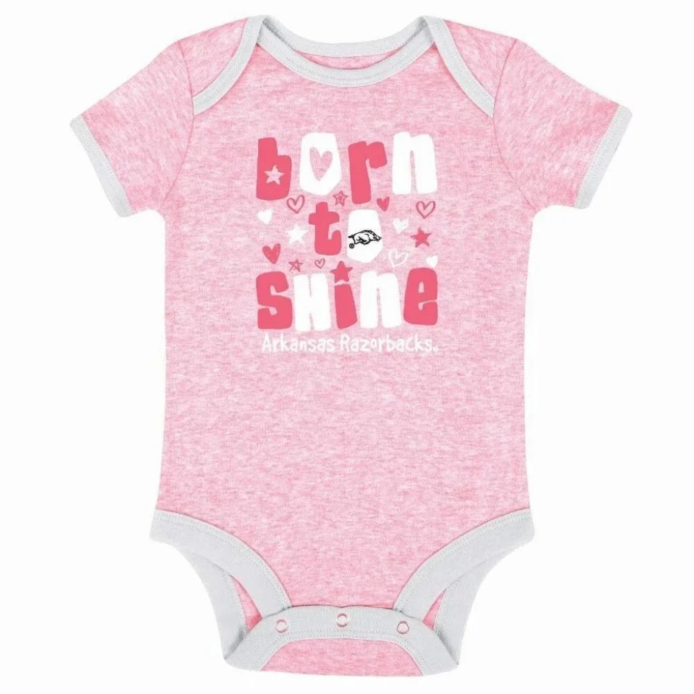 NWT NCAA Arkansas Razorbacks Infant Girls' 3pk Bodysuit - 0-3M: Snap Closure